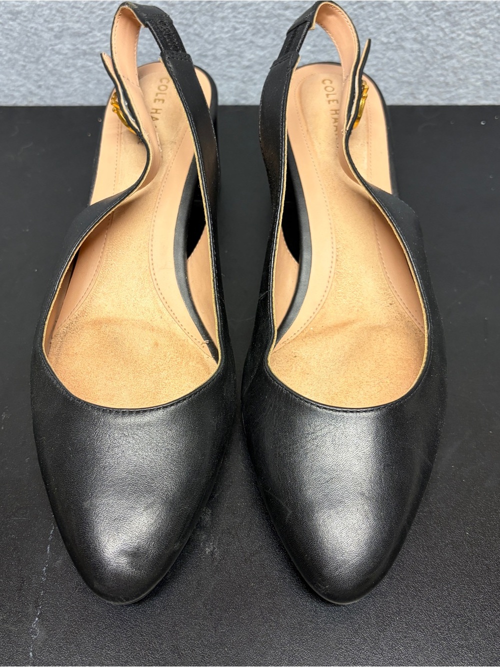 Cole Haan Women’s The Go To Slingback Pumps Black Leather Classic size 9B